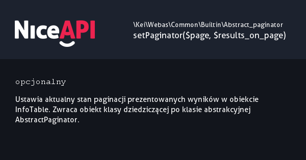 AbstractPaginator → setPaginator · NiceAPI dla PHP 5.6