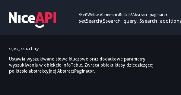 AbstractPaginator → setSearch · NiceAPI dla PHP 5.6