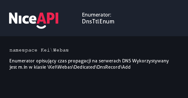 Enumerator DnsTtlEnum · NiceAPI dla PHP 5.6