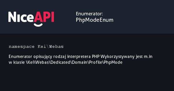 Enumerator PhpModeEnum · NiceAPI dla PHP 5.6
