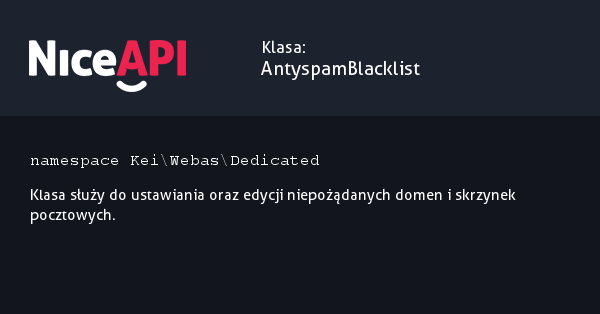 Klasa Antyspam Blacklist · NiceAPI dla PHP 5.6