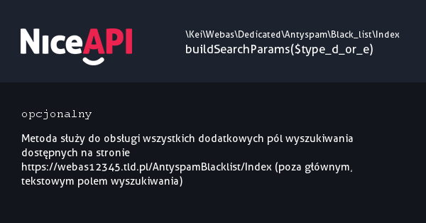 Index → buildSearchParams · NiceAPI dla PHP 5.6