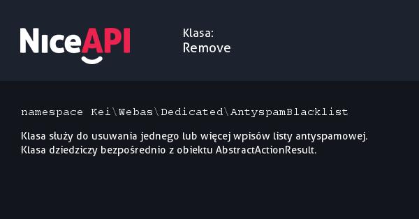 Klasa Remove · NiceAPI dla PHP 5.6