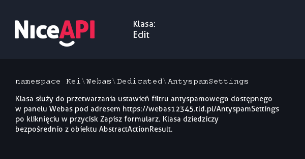 Klasa Edit · NiceAPI dla PHP 5.6