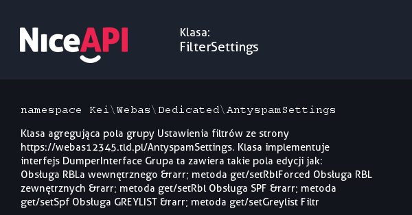 Klasa FilterSettings · NiceAPI dla PHP 5.6