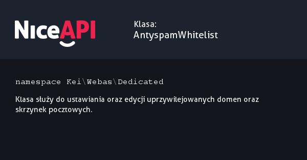 Klasa Antyspam Whitelist · NiceAPI dla PHP 5.6