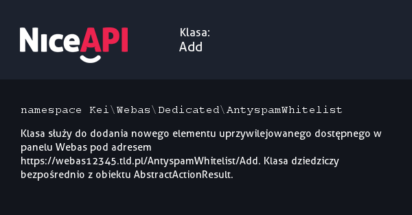 Klasa Add · NiceAPI dla PHP 5.6