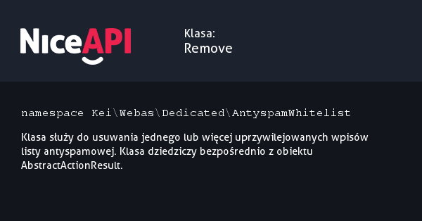 Klasa Remove · NiceAPI dla PHP 5.6