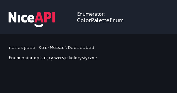 Enumerator ColorPaletteEnum · NiceAPI dla PHP 5.6