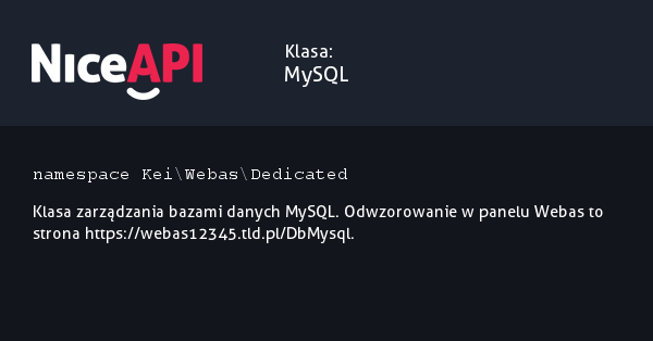 Klasa MySQL · NiceAPI dla PHP 5.6