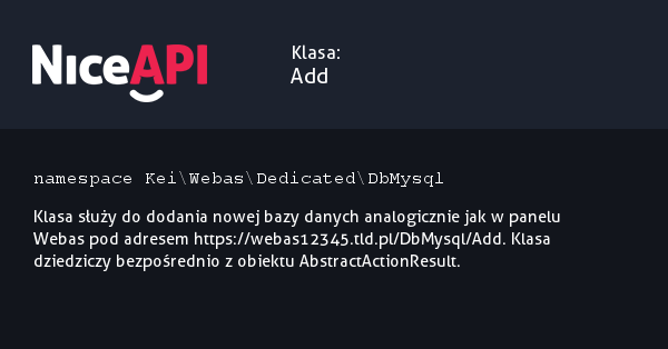 Klasa Add · NiceAPI dla PHP 5.6