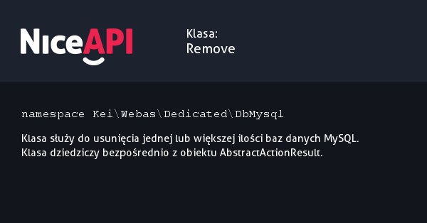 Klasa Remove · NiceAPI dla PHP 5.6