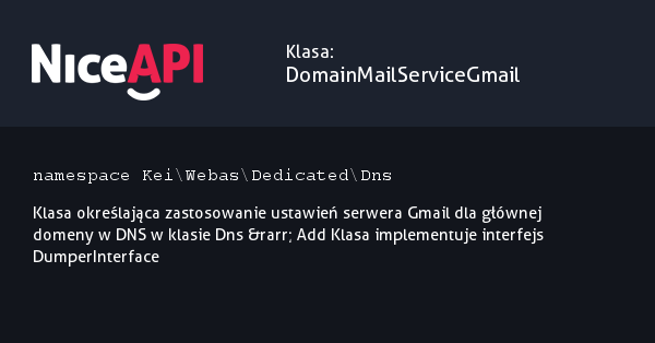 Klasa DomainMailServiceGmail · NiceAPI dla PHP 5.6