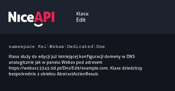 Klasa Edit · NiceAPI dla PHP 5.6