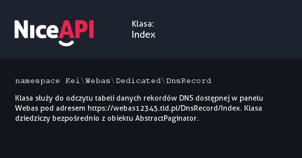 Klasa Index · NiceAPI dla PHP 5.6