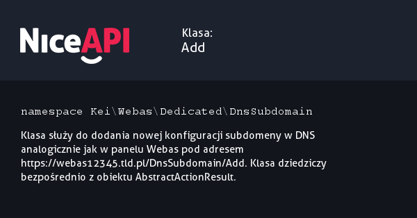 Klasa Add · NiceAPI dla PHP 5.6