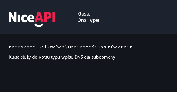 Klasa DnsType · NiceAPI dla PHP 5.6