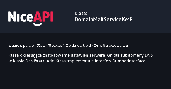 Klasa DomainMailServiceKeiPL · NiceAPI dla PHP 5.6