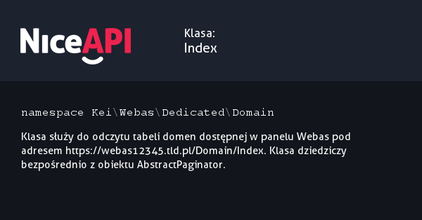 Klasa Index · NiceAPI dla PHP 5.6