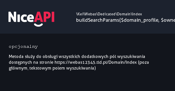 Index → buildSearchParams · NiceAPI dla PHP 5.6