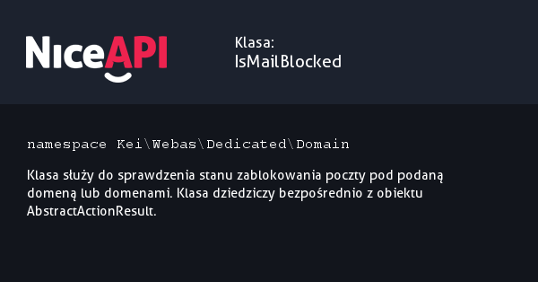 Klasa IsMailBlocked · NiceAPI dla PHP 5.6