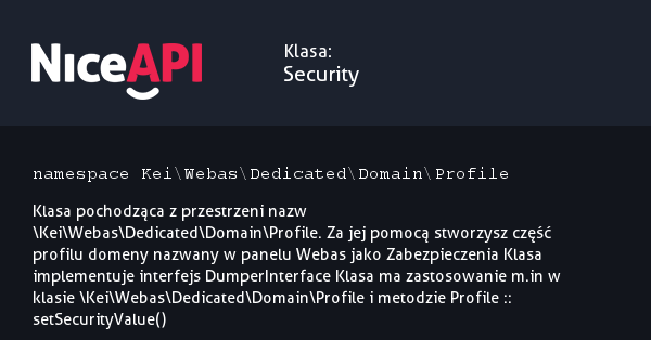 Klasa Security · NiceAPI dla PHP 5.6