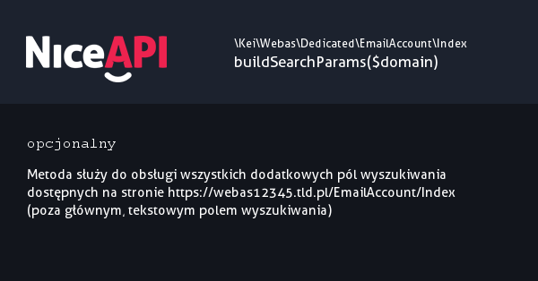 Index → buildSearchParams · NiceAPI dla PHP 5.6