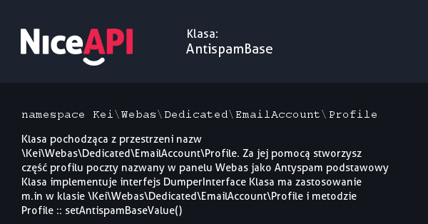 Klasa AntispamBase · NiceAPI dla PHP 5.6