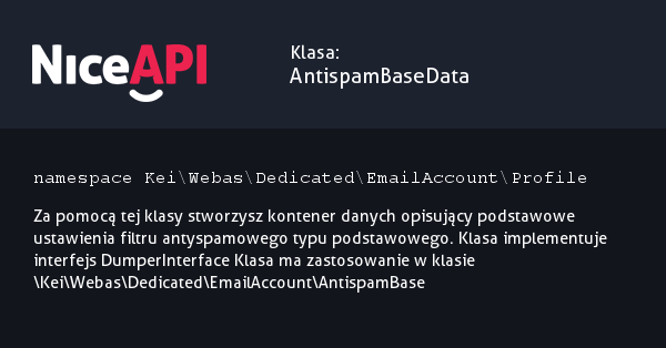 Klasa AntispamBaseData · NiceAPI dla PHP 5.6