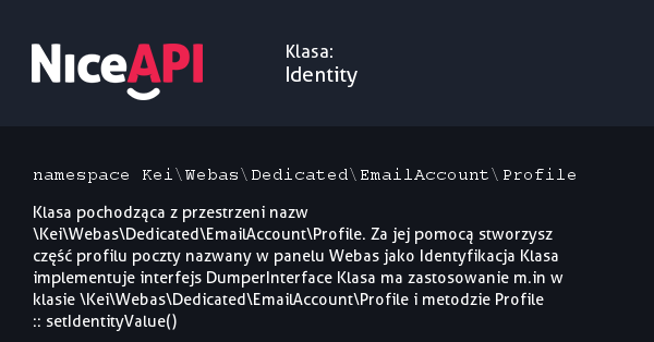 Klasa Identity · NiceAPI dla PHP 5.6