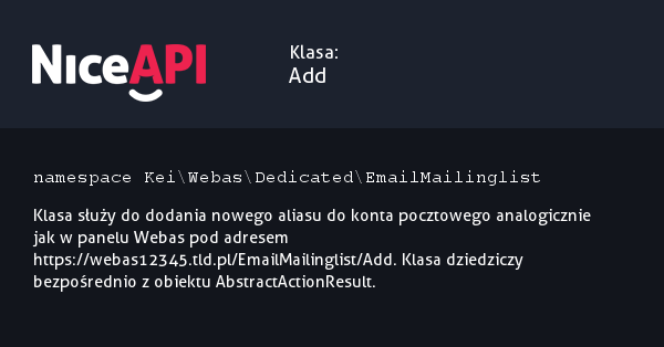 Klasa Add · NiceAPI dla PHP 5.6