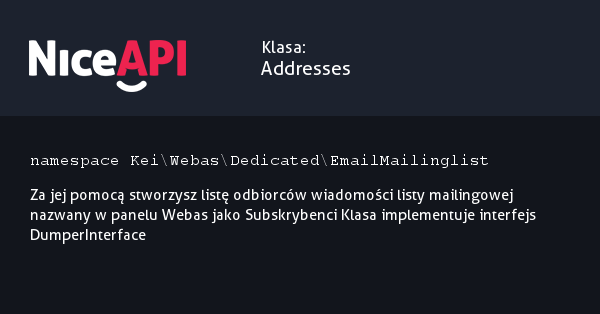 Klasa Addresses · NiceAPI dla PHP 5.6