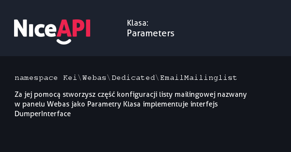 Klasa Parameters · NiceAPI dla PHP 5.6