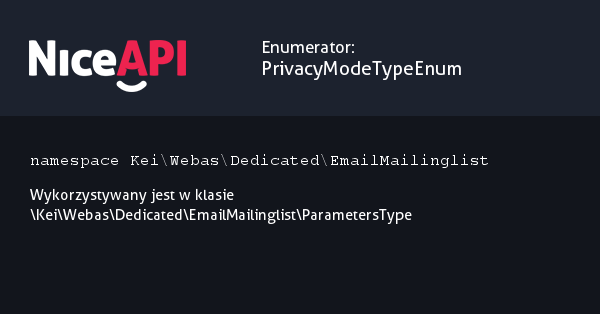 Enumerator PrivacyModeTypeEnum · NiceAPI dla PHP 5.6
