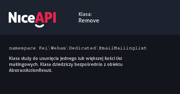 Klasa Remove · NiceAPI dla PHP 5.6