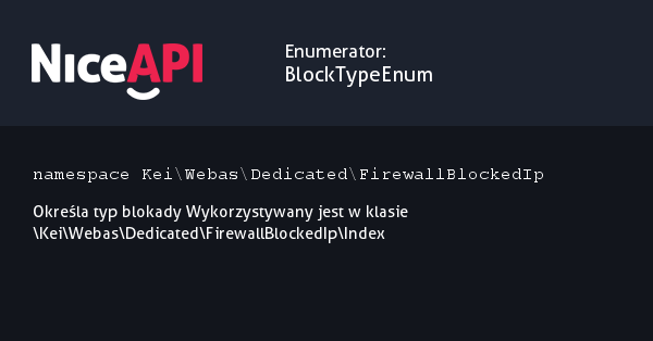 Enumerator BlockTypeEnum · NiceAPI dla PHP 5.6