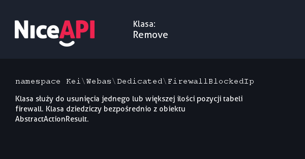 Klasa Remove · NiceAPI dla PHP 5.6