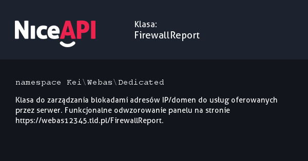 Klasa FirewallReport · NiceAPI dla PHP 5.6