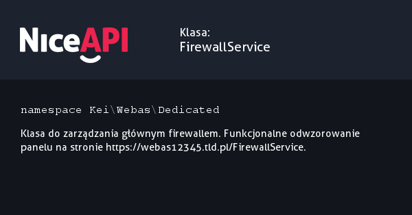 Klasa FirewallService · NiceAPI dla PHP 5.6
