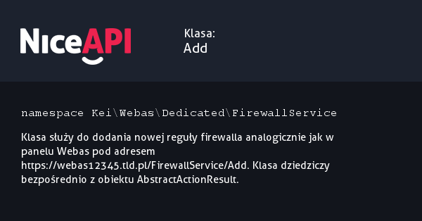 Klasa Add · NiceAPI dla PHP 5.6