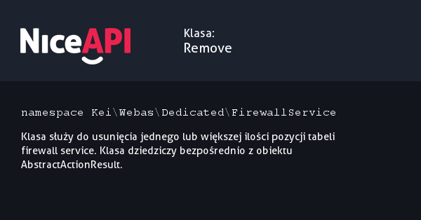 Klasa Remove · NiceAPI dla PHP 5.6