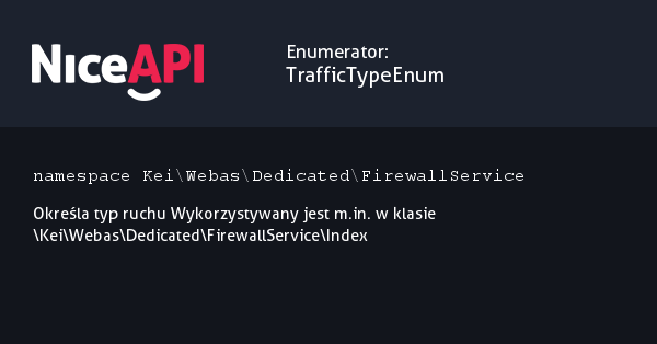 Enumerator TrafficTypeEnum · NiceAPI dla PHP 5.6