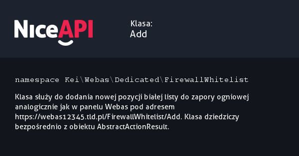 Klasa Add · NiceAPI dla PHP 5.6