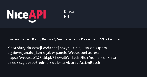 Klasa Edit · NiceAPI dla PHP 5.6