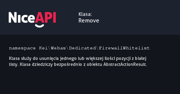 Klasa Remove · NiceAPI dla PHP 5.6