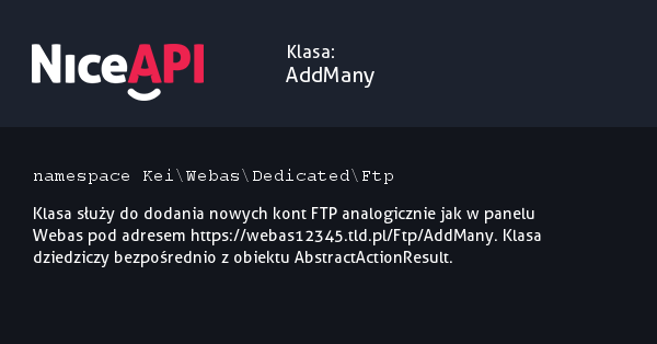 Klasa AddMany · NiceAPI dla PHP 5.6