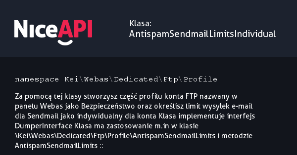 Klasa AntispamSendmailLimitsIndividual · NiceAPI dla PHP 5.6