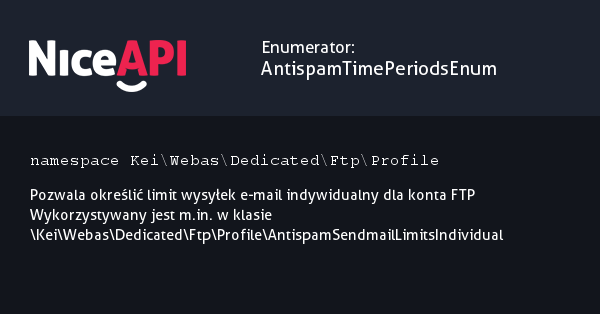 Enumerator AntispamTimePeriodsEnum · NiceAPI dla PHP 5.6