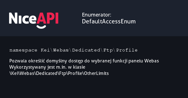 Enumerator DefaultAccessEnum · NiceAPI dla PHP 5.6