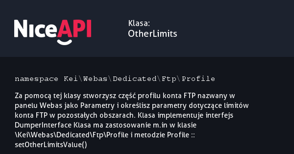 Klasa OtherLimits · NiceAPI dla PHP 5.6